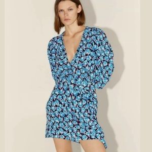 Zara floral print wrap wrap dress with belt